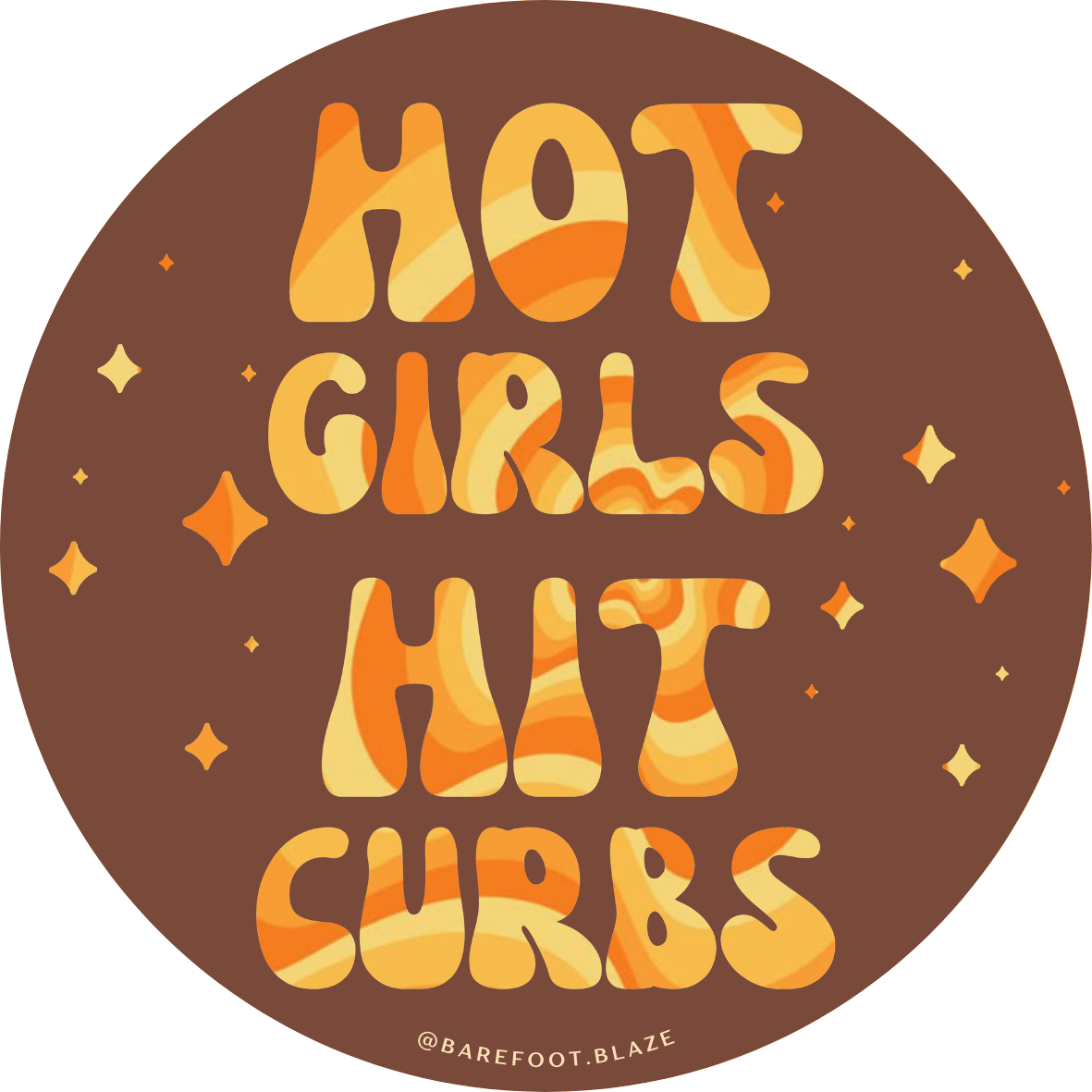 'Hot Girls Hit Curbs' Retro Sticker